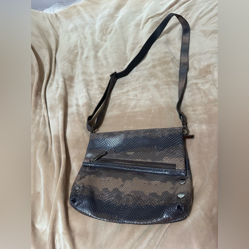 Hammitt Black Brown Snakeskin Crossbody with Adjustable Strap